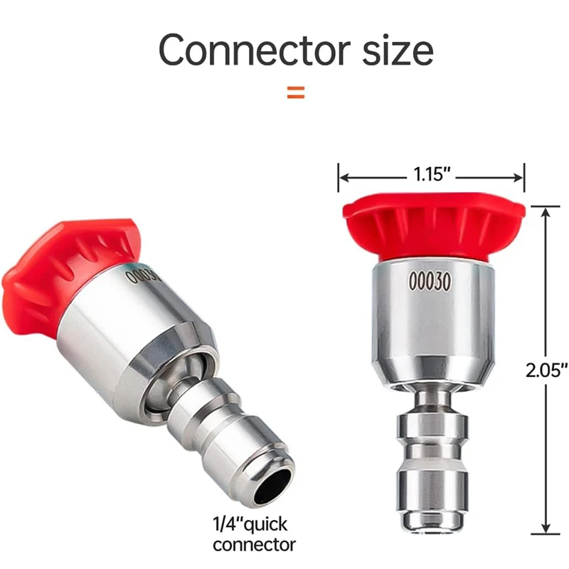 360° Rotatable Pressure Washer Nozzle Tips Kit Universal Power Washer Gun 1/4 quick connect 4000 PSI (0、15、25、40) spray nozzles