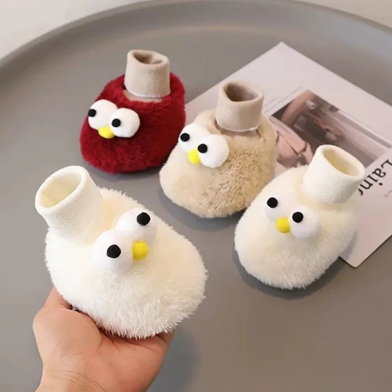 

Cartoon Cute Baby Children's Shoes Men's and Women's Flat Shoes Elastic Rope Plush Warm and Comfortable Socks Shoes 0-18M