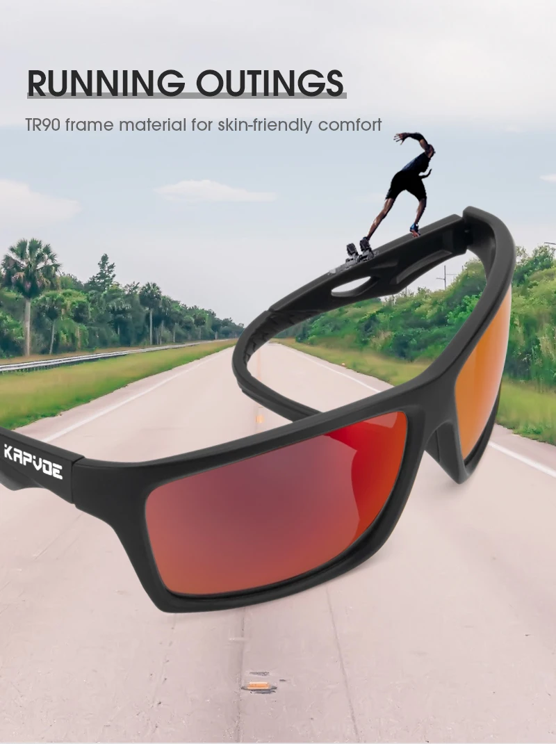 Kapvoe Polarisierte Sonnenbrille, Modische Outdoor-Sportbrille, UV400-Schutz, Camping- und Angelbrille, Wander- und Laufbrille für Männer, Radfahrbrille – Detail 8