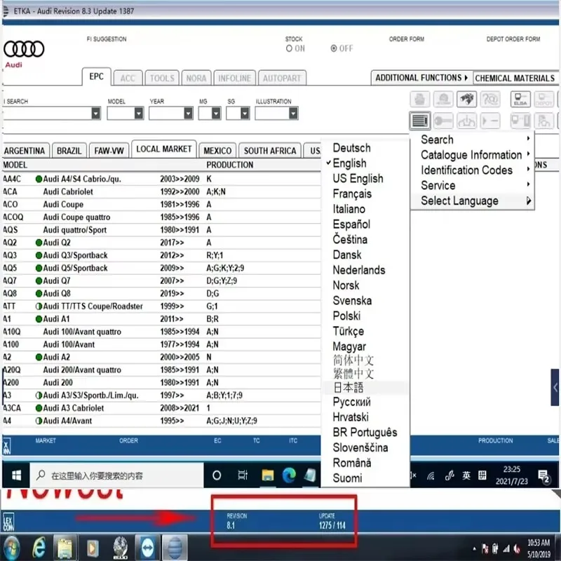 2024 Hot etka 8.3 Group Vehicles Electronic Parts Catalogue until 2021 CAR For V/W+AU/DI+SE/AT+SKO/DA et-ka 8.3 Multi-Languages