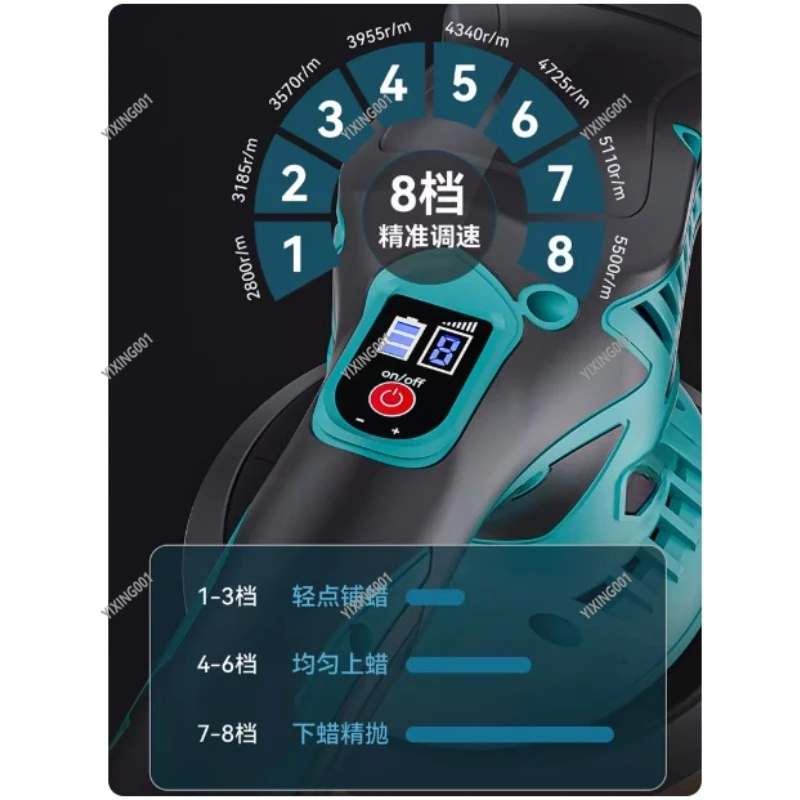 8-Speed Cordless Digital Car Polisher Auto Waxing Machine Compatible with 18V Vehicle Care