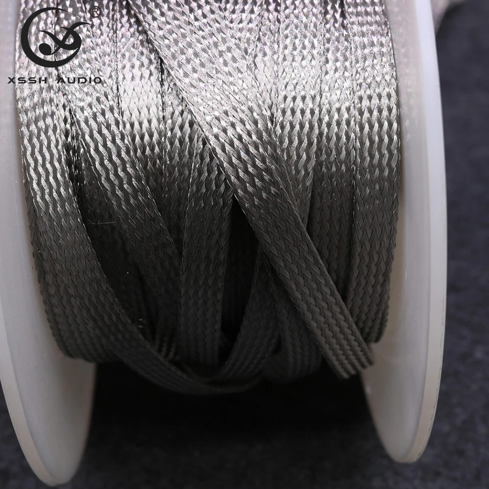 YIVO XSSH OEM 2-40mm Tinned Copper Braided Mesh Sleeve Flexible Expandable EMI RFI Shielding Cable Protector for Electronic Wire