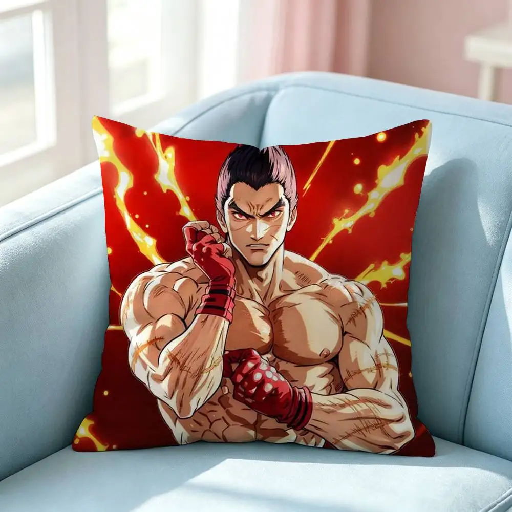 3D Fighting Game T-Tekken Square Double-Sided printed Pillow Case Bedroom Bedside Pillow Sofa Cushion Cover