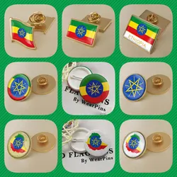 Ethiopia Ethiopians Map Flag National Emblem National Flower Brooches Badges Lapel Pins