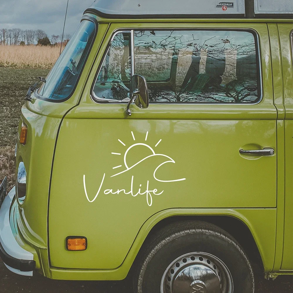 

Car Sticker for Camper Motorhome Bulli Bumper Wave Sun Car Styling Accessories Text Style VanLife Decal Decoration