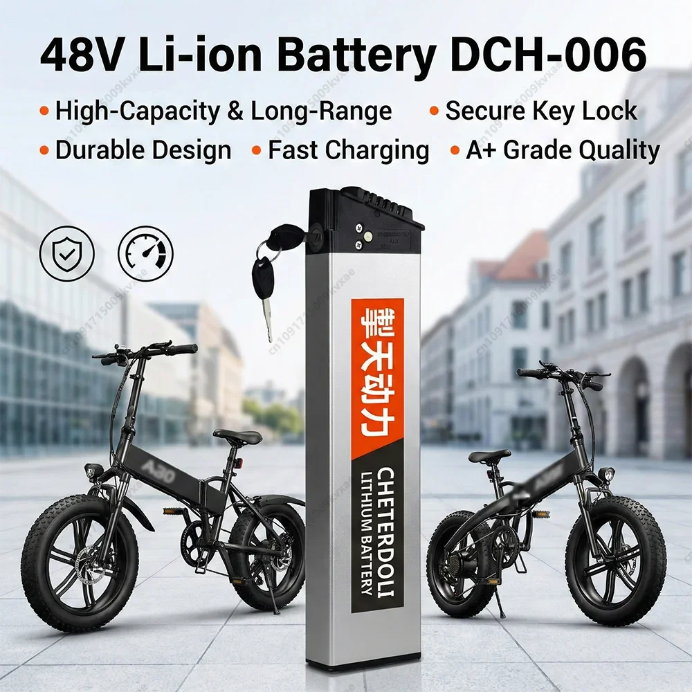 Reoaoone DCH-006 36V 48V Battery 430mm 410mm for Samebike Lankeleisi XT750 Folding E-Bike 18650 Lithium Battery Pack 10.4Ah 17Ah