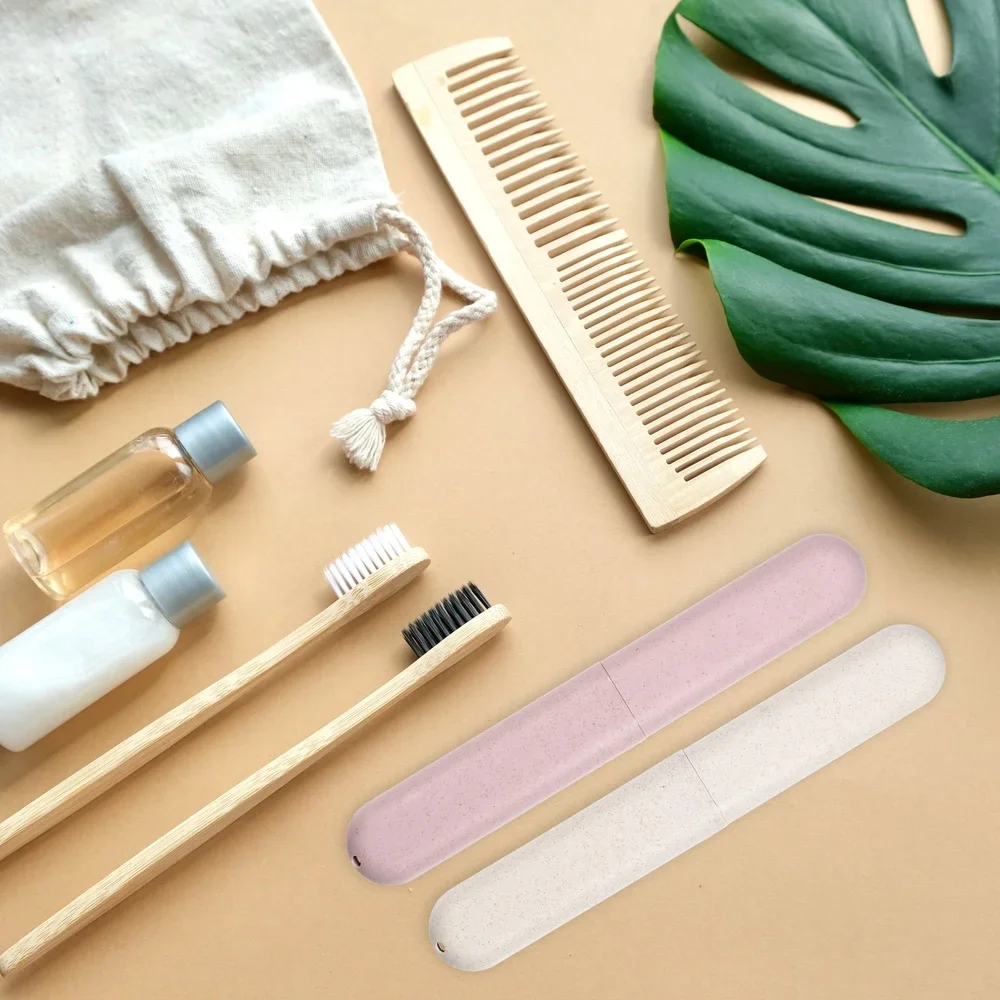 2Pcs Travel Toothbrush Holders Portable Dustproof Case Lightweight PP Design Multi-Scene Use Easy Carry Travel Accessories