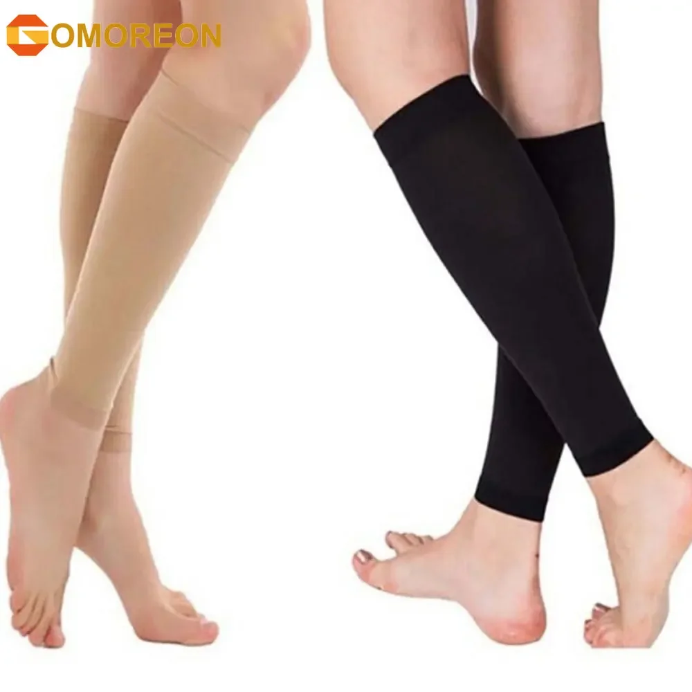 

GOMOREON 1Pair Compression Socks Sports Calf Support Sleeves for Swelling, Shin Splint, Varicose Veins, Edema, Running, Cycling