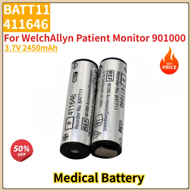 BATT11 411646 High Quality Medical Battery 3.7V 2450mAh For WelchAllyn Patient Monitor 901000 Brand New Replacement Battery