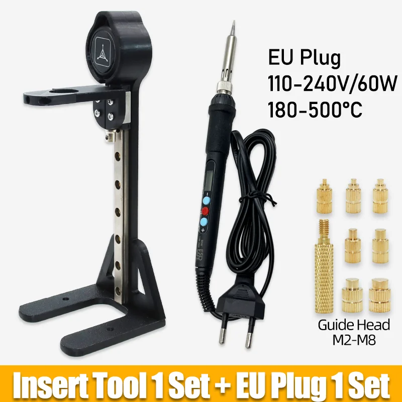 Wärmesatz-Einsatzpresswerkzeug und M2 M3 M4 M6 Messing-Einsatzmutter mit Gewinde 60 W elektrisches Lötkolben-Set Kunststoffeinsätze 3D-Druck – Detail 16
