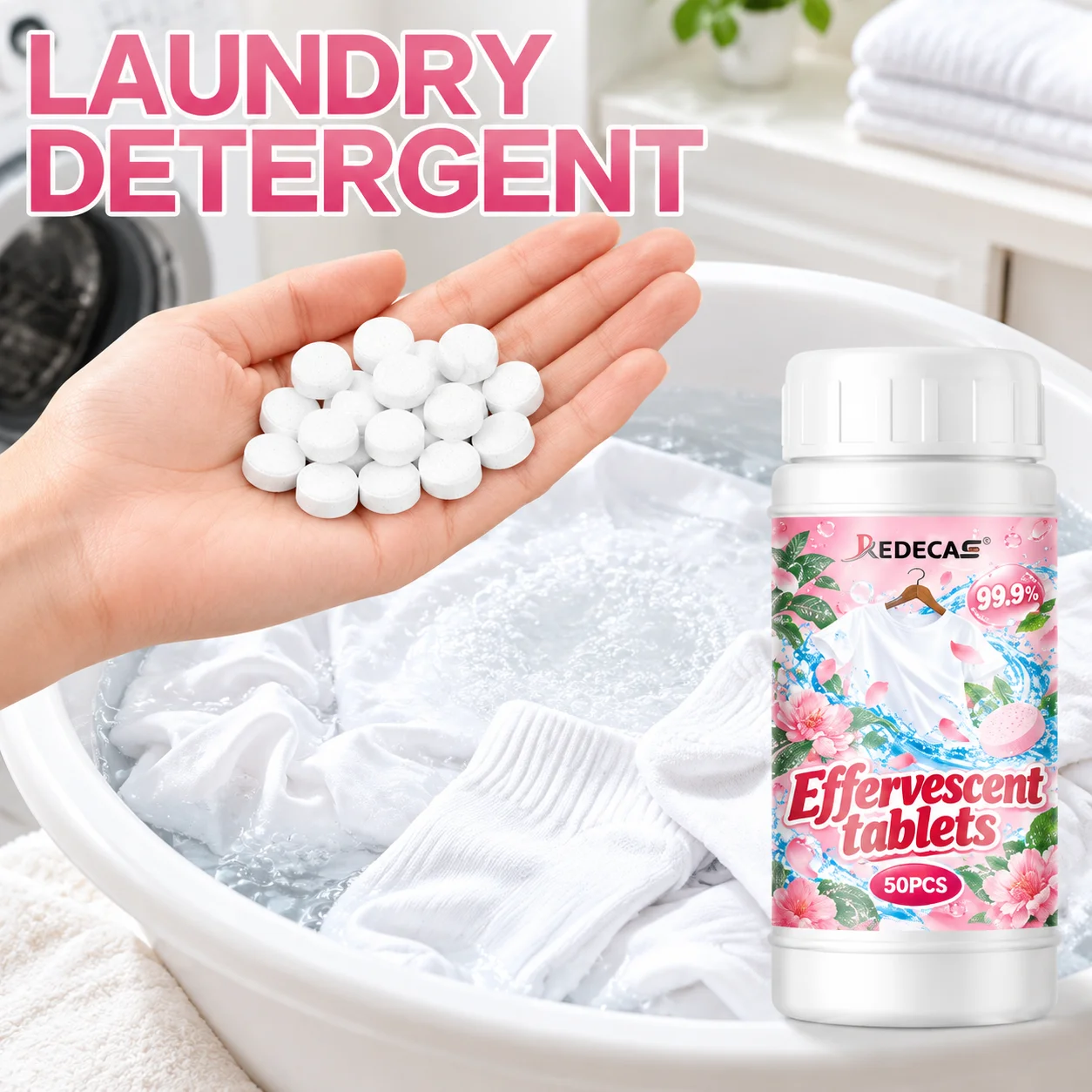 Laundry Fizz Tablets: Remove Fabric Stains & Odors, Fade Coffee, Tea, Oil & Sweat Stains, for Bedding, Curtains & Home Use