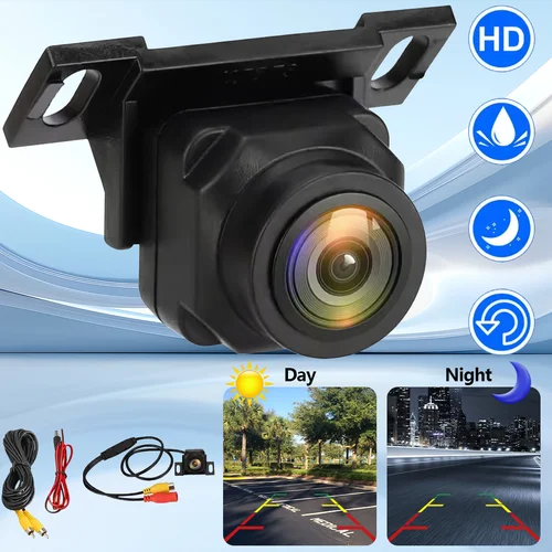 Imagen 1 del producto Cámara de respaldo para coche, cámara de visión trasera 1080P, transparente, antiinterferencias, gran angular de 170 grados, ajustable, cámara de marcha atrás pequeña para vehículo