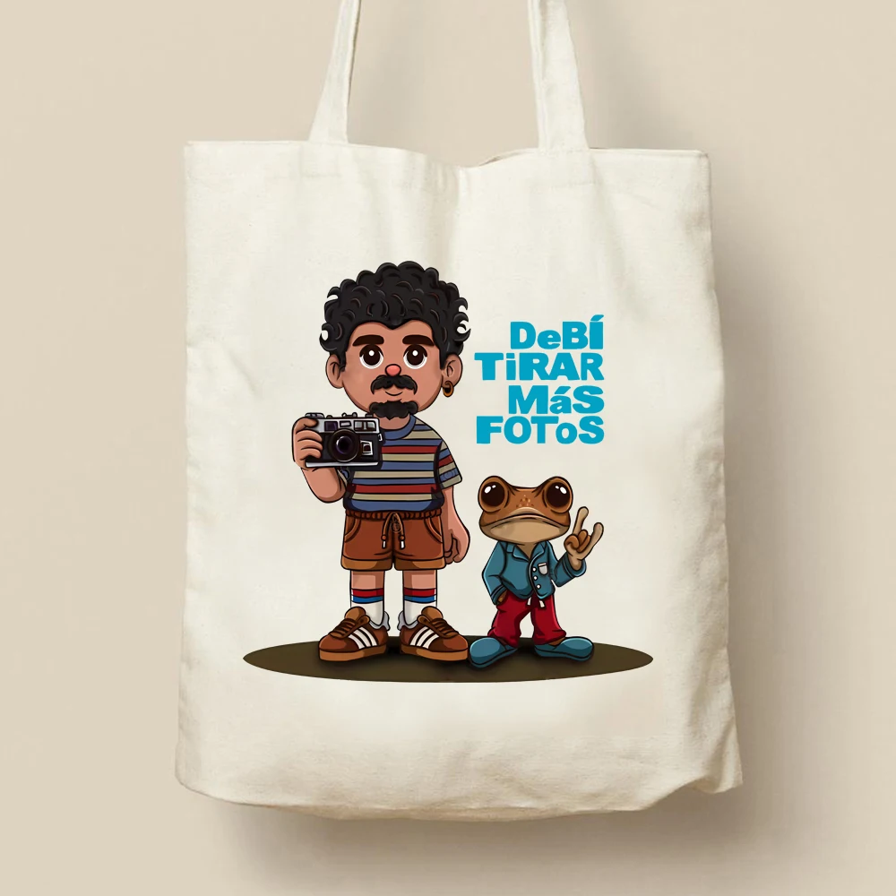 Bad Bunny DTMF with Bear Cartoon Women Tote Bag Debí Tirar Más Fotos Printing Shopping Bag Funny Travel Bag Eco Tote Bags