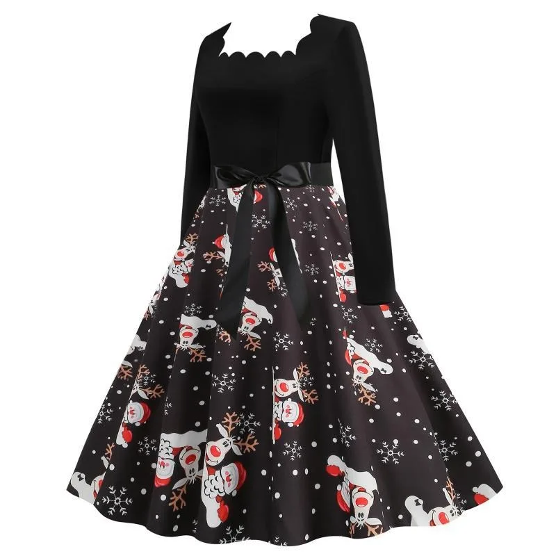 Nouveau Costume de Performance mince à manches longues épissé imprimé Halloween noël