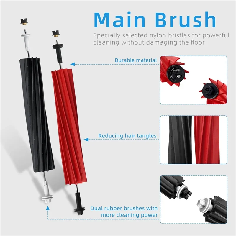 ABKR-Main Side Brush HEPA Filter Mop Pad Dust Bag As Shown Plastic For Roborock S8 / S8 Pro Ultra / S8+ Robot Vacuum