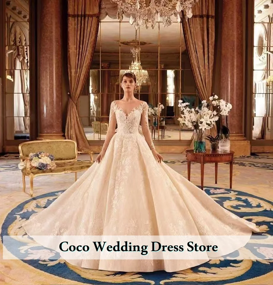 Robe De mariée personnalisée, magnifique et élégante, avec des Appliques en dentelle perlée, robe De mariée princesse pour femmes