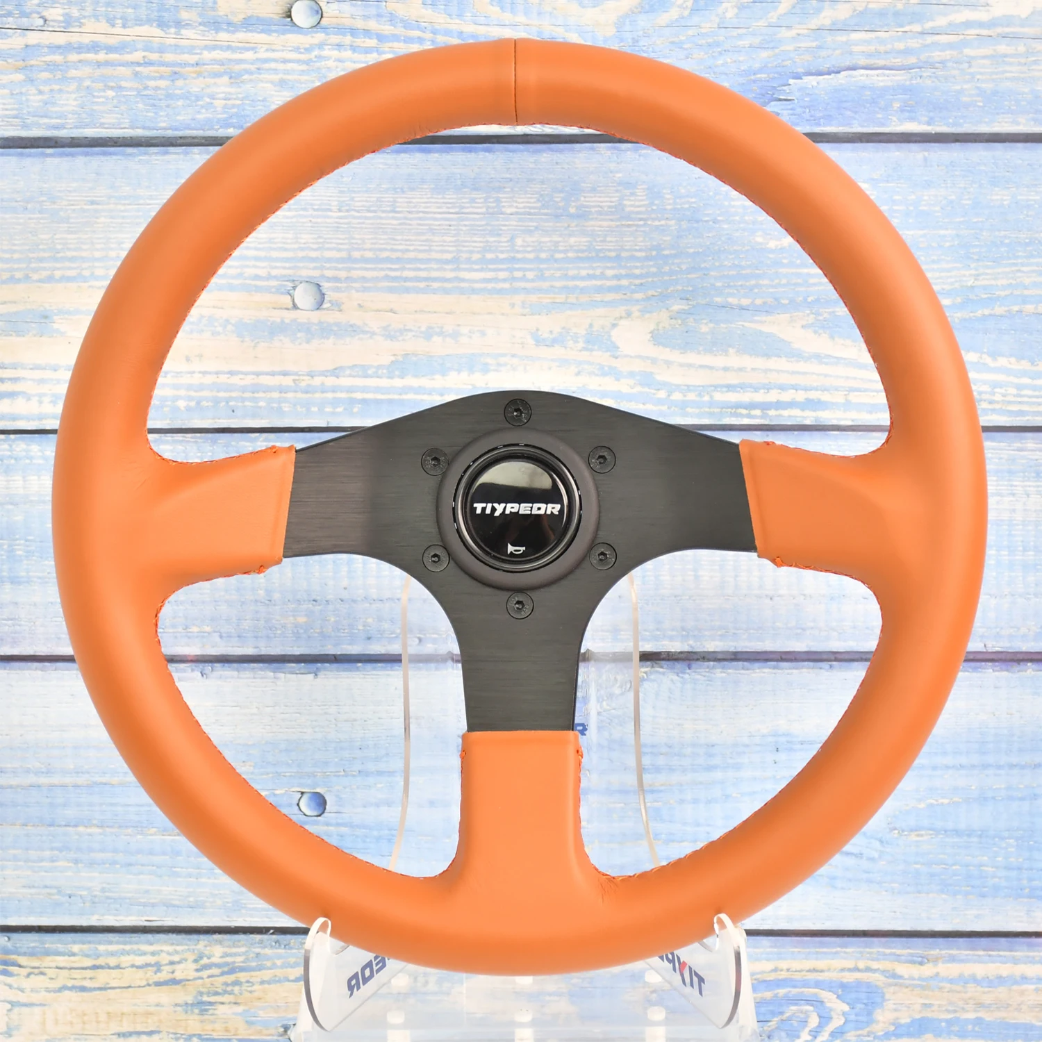 tiypeor-330mm-13-inch-car-modified-steering-wheel-jdm -leather-racing-drift-universal-6‑bolt-steering-wheel-with-horn-button