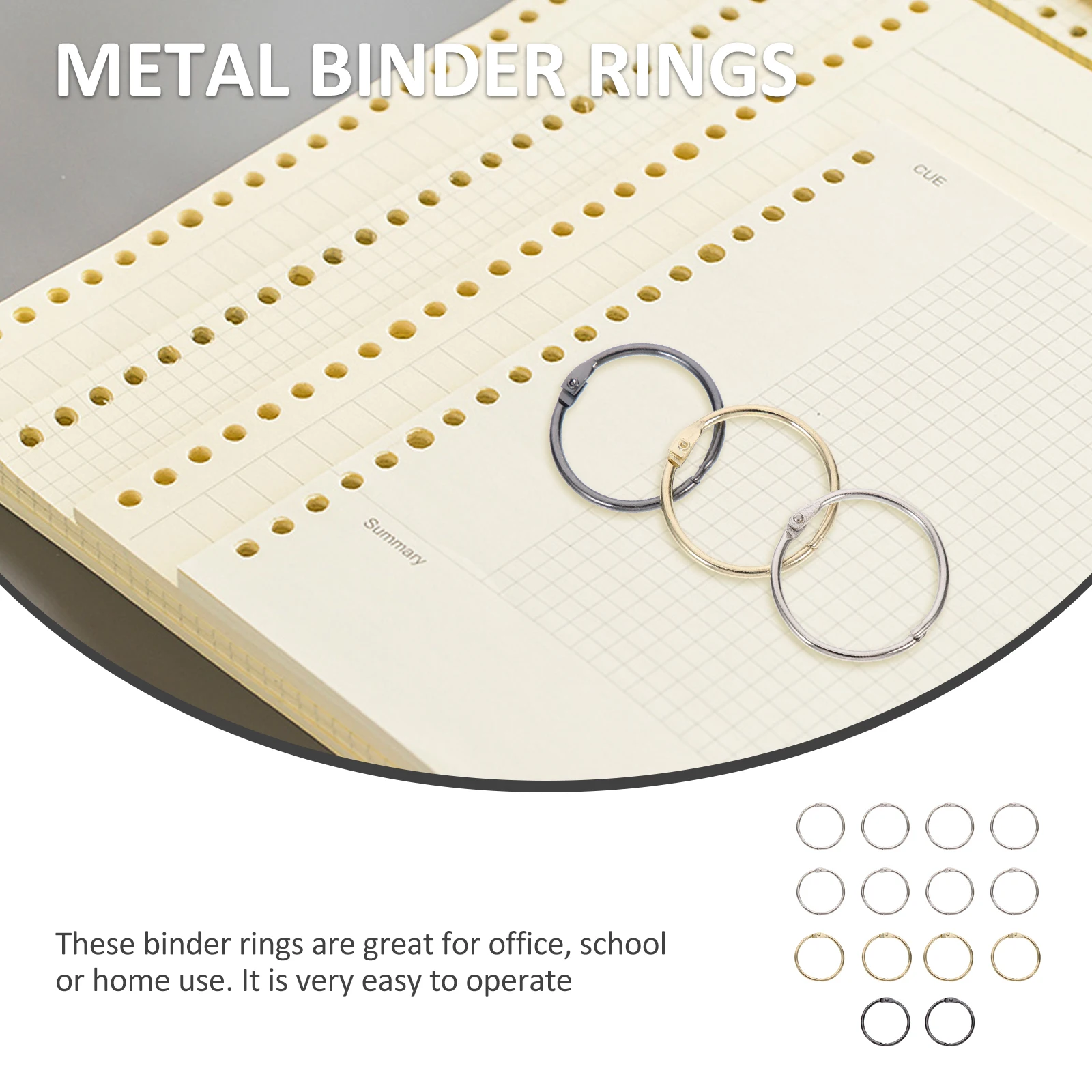 14 pçs folhas soltas anéis de pasta de metal 30mm anéis redondos para notebooks escritório escola organizador notebook pasta acessórios