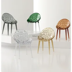 Acrylic Transparent Dining Table Chair, Minimalist Household Dining Chair, Light and High-end Casual Backrest Chair  Home