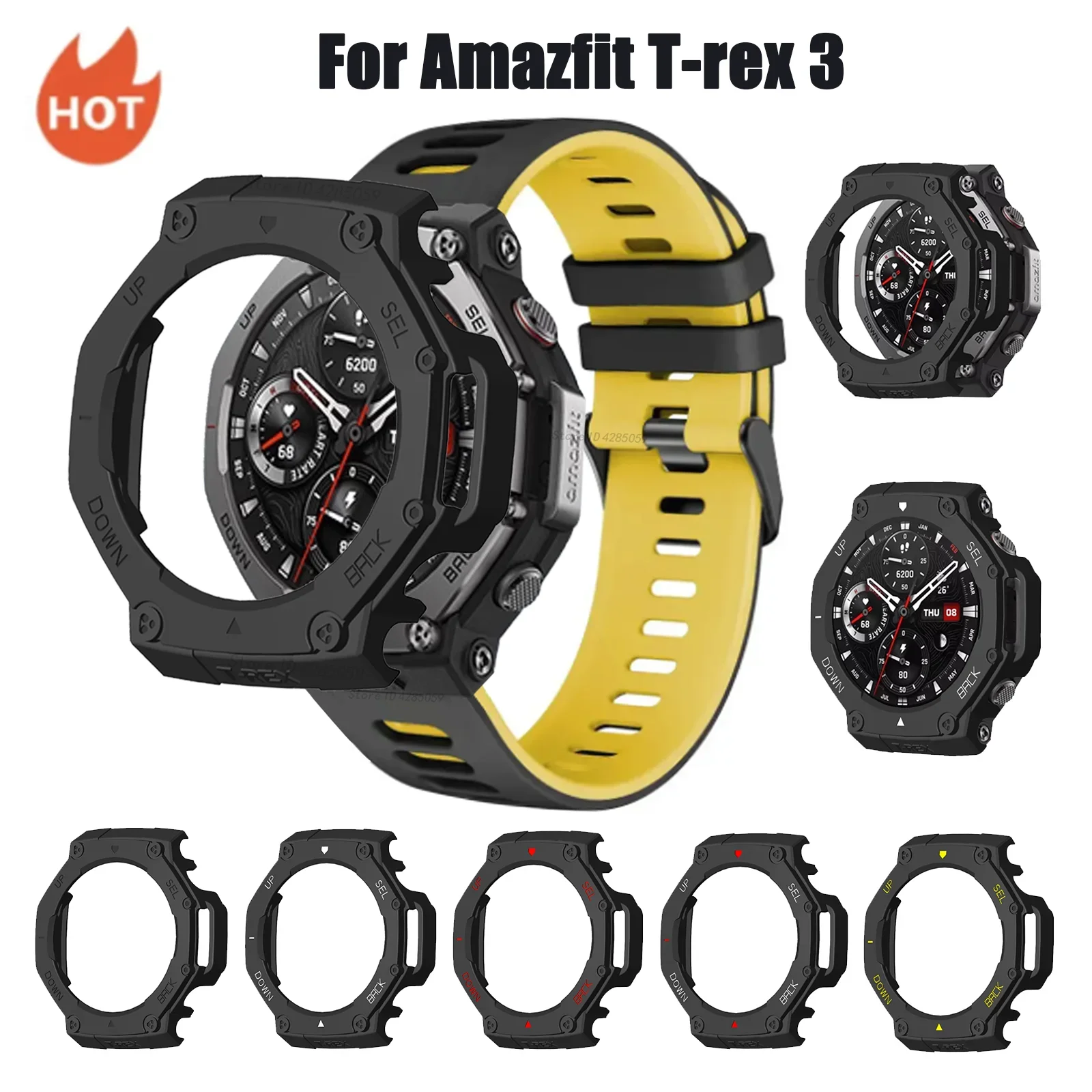 TPU Protective Case For Amazfit T-Rex3 Smart Watch Protective Shell Frame PC Cover For Huami Amazfit T-Rex3 Bumper