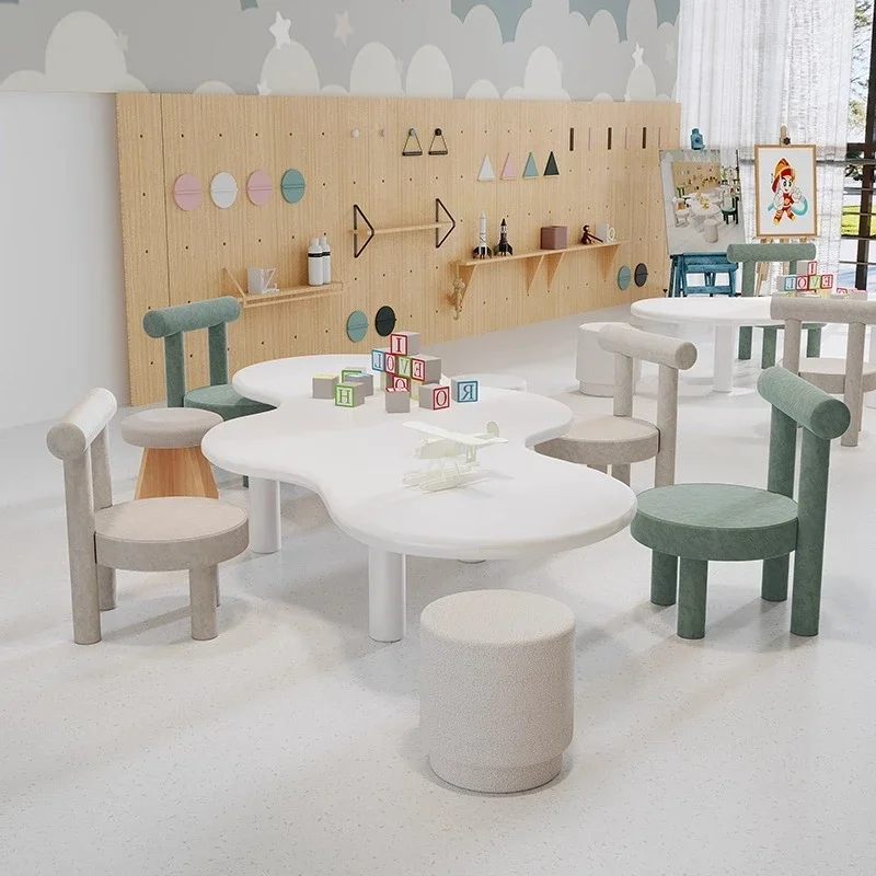Children's table and chair set Kindergarten  Baby learning desk Writing Holding multi-functional table Handmade
