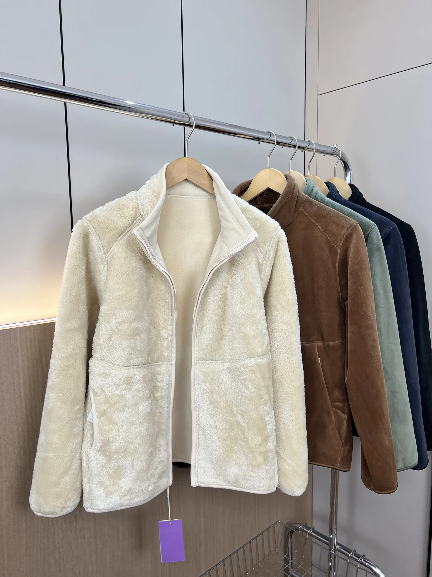 الرجال الخريف الشتاء الصلبة جاكيت من الصوف النساء الوقوف طوق الوجهين الحرارة الاحتفاظ معطف قطبي سليم صالح البريدي ملابس خارجية دافئة