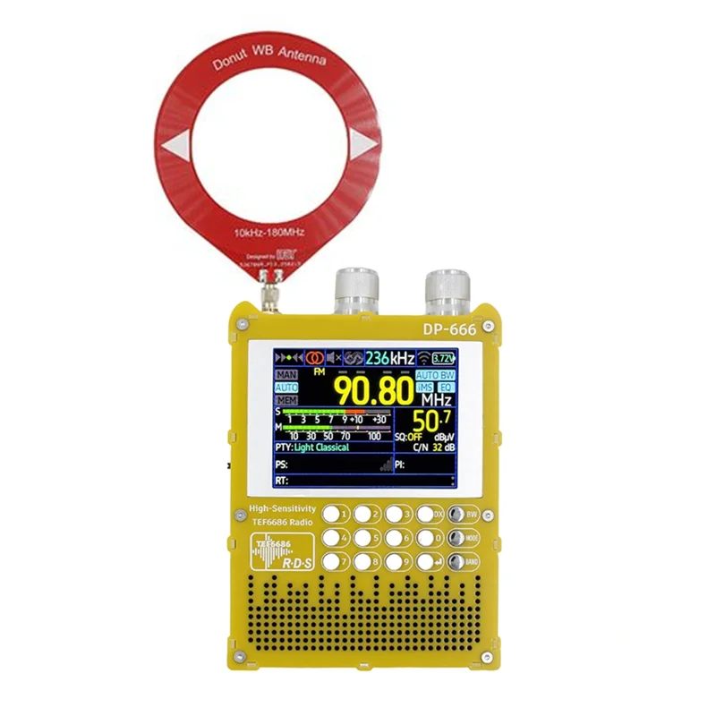 

-A02R DP-666 TEF6686 Radio 2.8-Inch IPS Touch Screen High Sensitivity Receiver Full Band FM LW MW SW Radio With Antenna