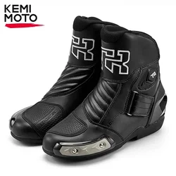 Motorcycle Boots Men Ankle Riding Original Black Shoes Touring Leather Safety Motorbike Motocross for Outdoor Racing Equipment