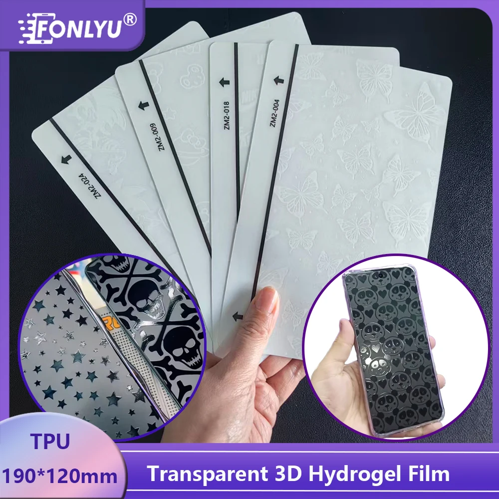

FONLYU 50PC 3D Transparent Relief TPU Screen Protector Phone Back Skin Sticker Cartoon Design For Hydorgel Film Cutting Machine