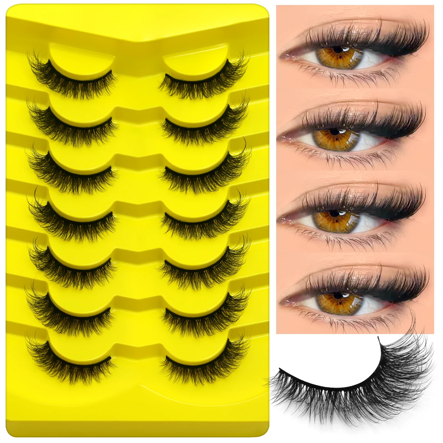 ขนตาปลอม LASVIREY แบบฟูฟ่อง ขนตาแมว ดูเป็นธรรมชาติ หนา ยาว ดูดึงดูดใจ ขนตาแบบเต็มแถบ นุ่มฟู ขนตาปลอมแบบมิงค์