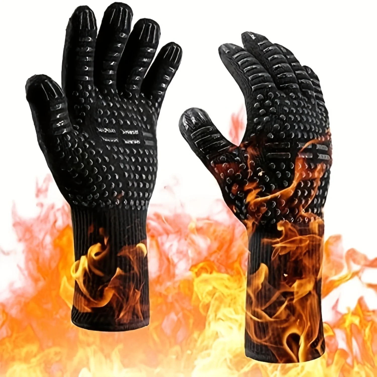 932°F Heat and Cut-Resistant  Gloves | Non-Slip Silicone BBQ Mitts - Safe, Durable Cooking Armor