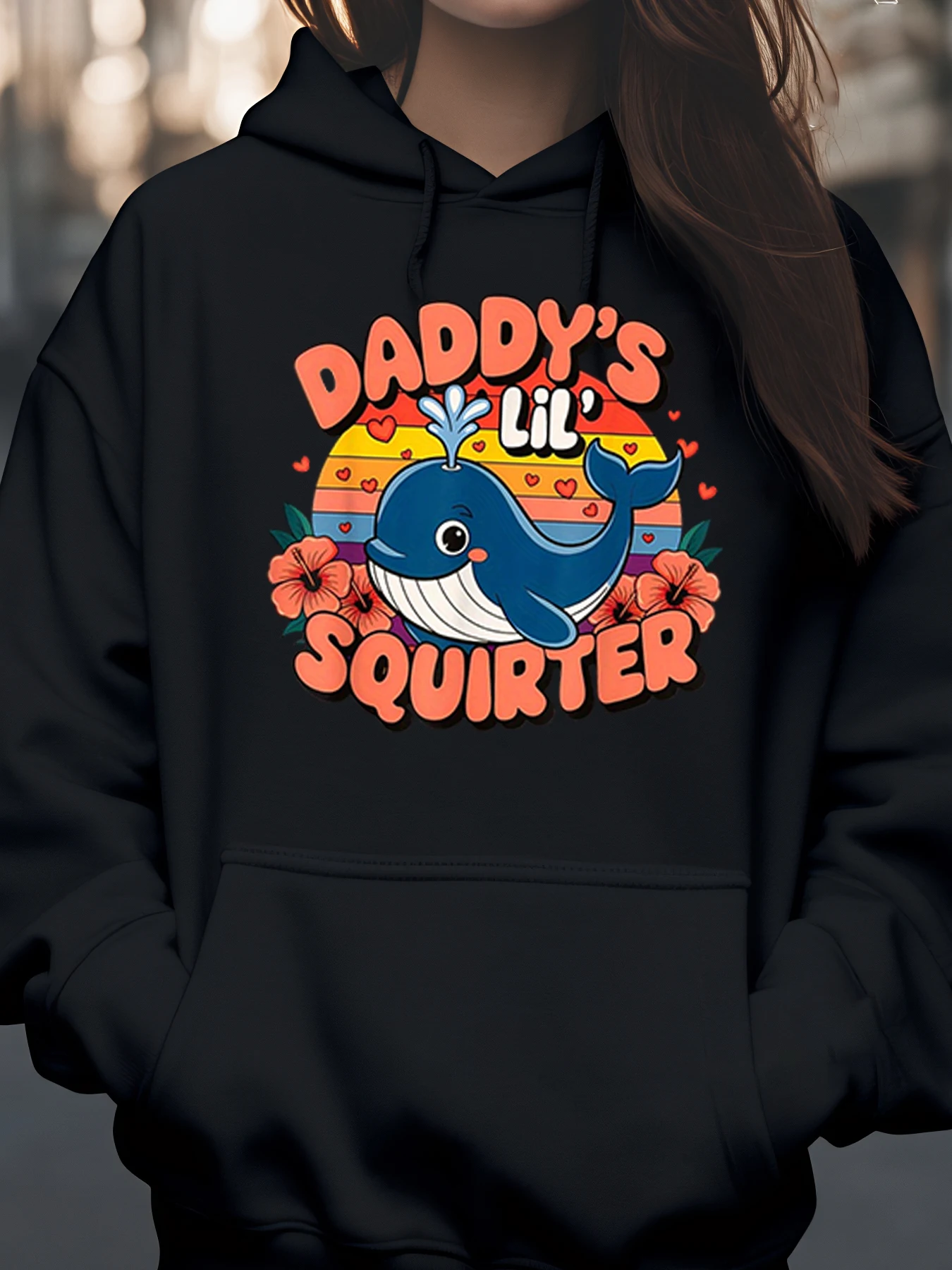 

Толстовка с капюшоном Daddy's Lil Squirters с принтом кита, летняя повседневная одежда для женщин
