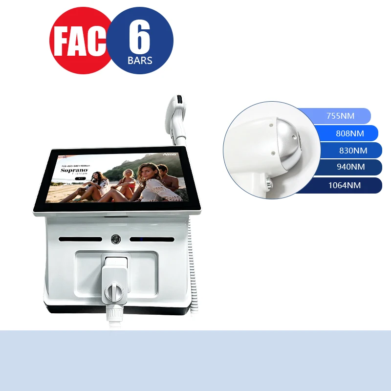 Nieuwste 6000W Diode Laser Pijnloze Permanente Ontharing FAC Geavanceerde Technologie Met 6 Golflengten Salon Exclusief Volledig Gecertificeerd