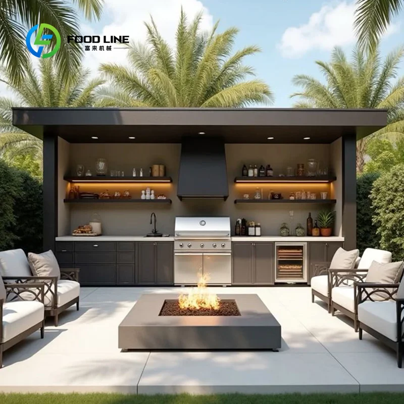 Custom Outdoor Kitchen Modular Stainless Steel BBQ Island Patio Cooking Station Gas Charcoal Garden Countertop