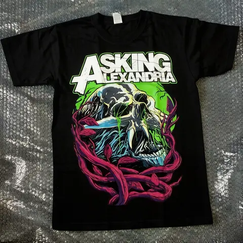 Rare! Asking Alexandria Slime Shirt Tee Full Size Unisex Reprint T-Shirt Short Sleeve Men Women Summer Crew Neck Cotton Tee