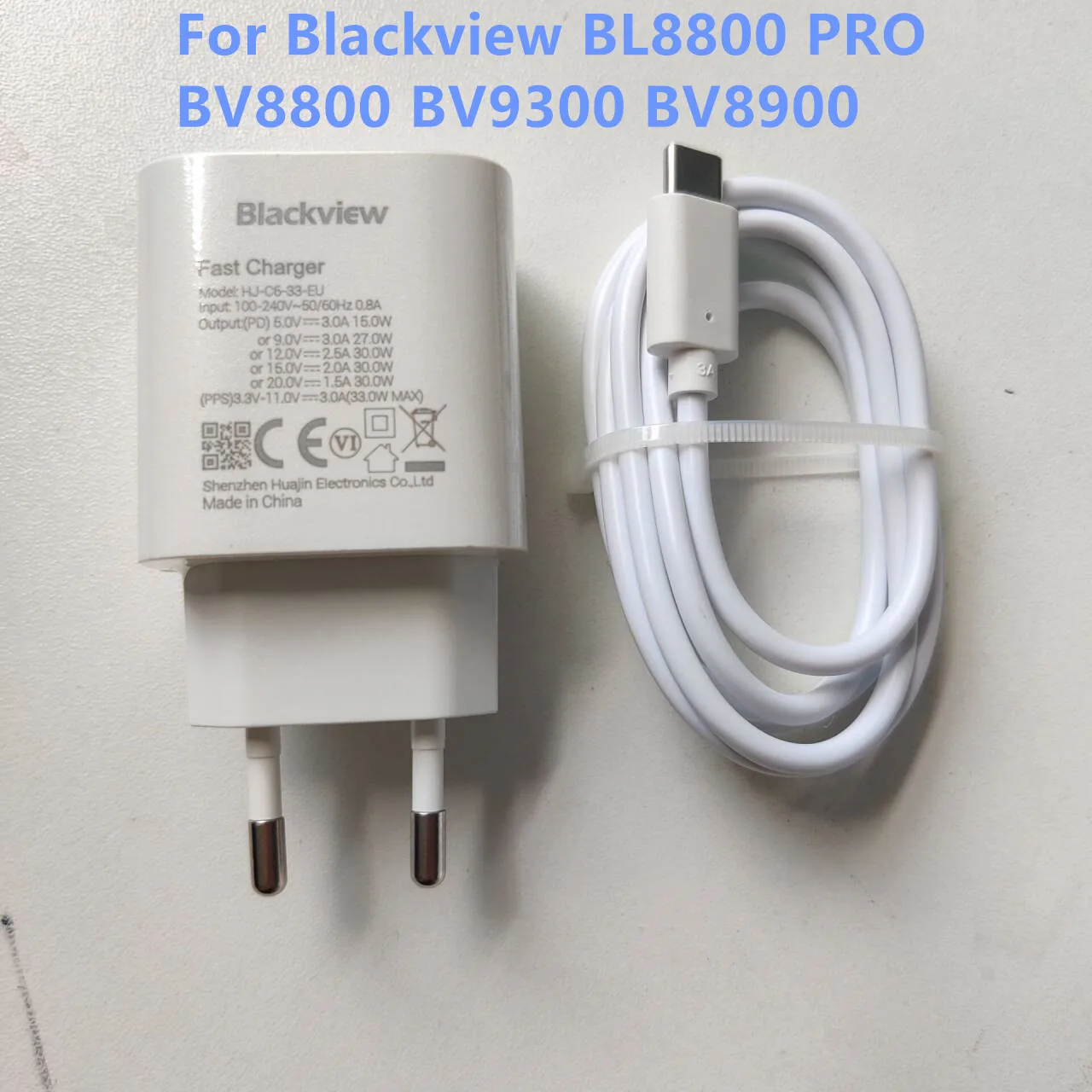 For Blackview BL8800 BV8800 BV9300 BV8900 Phone USB Adapter Charger EU Plug Travel Power Supply Plug+ Type-C Usb Cable Data Line