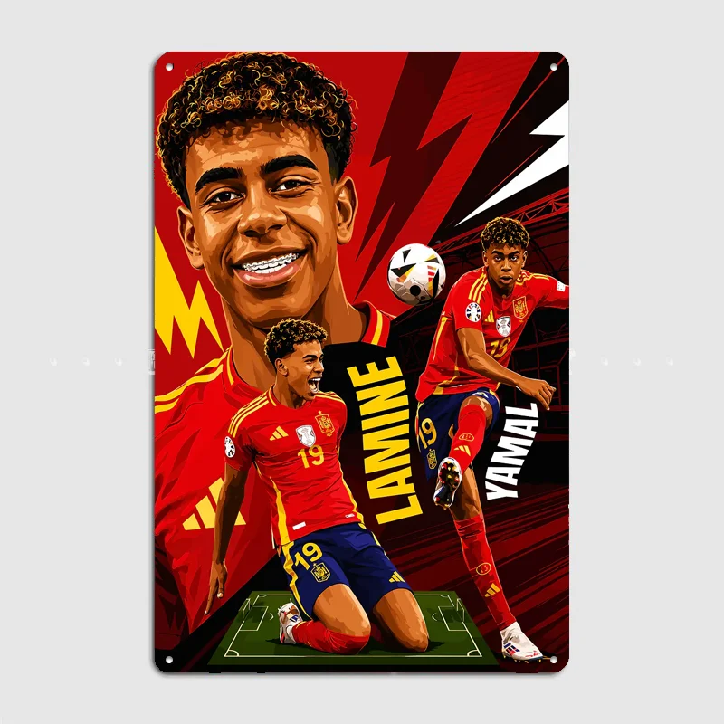 Lamine Yamal Football Player Poster Metal Posters Living Sign Indoor Outdoor Room Decoration Home Bar Decor Wall Decor