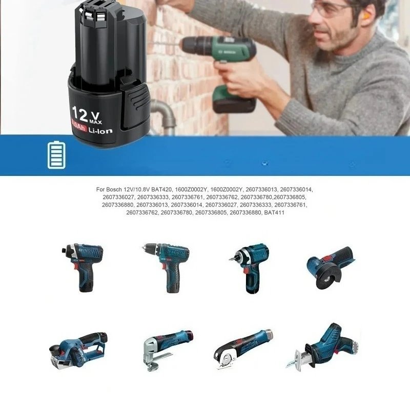 Per BOSCH BAT411 Batteria Ricaricabile 10.8V/12V 3000mah Batteria Li-Ion per BAT411 BAT412A BAT413A D-70745GOP 2607336014 PS20-2