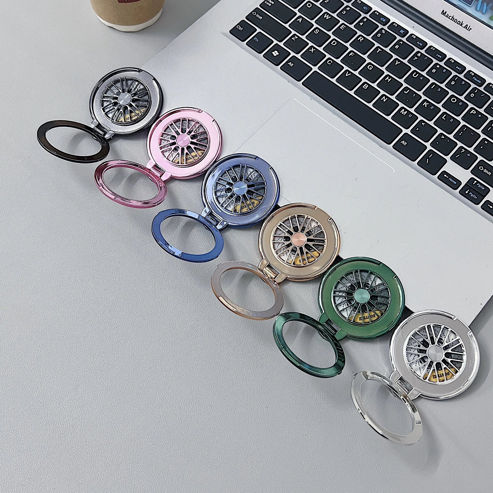 1pc Cute Electroplating Gyroscope Plating Finger Ring Holder Stand Grip 360Rotating for Mobile Phone Back Sticker Socket Bracket