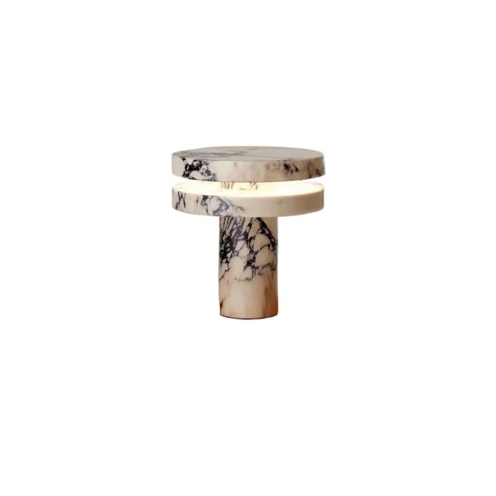 Deluxe two-layer panda white marble candle holder with natural white marble and black patterned stone candle cup