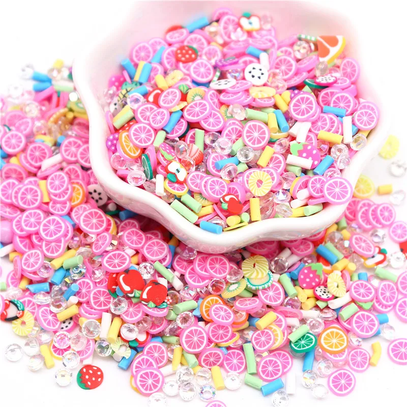 10g Polymer Clay Mix Fruit Slices Lemon Strawberry Plastic Klei Mud Particles for Card Making Tiny Cute DIY Crafts Nail Art