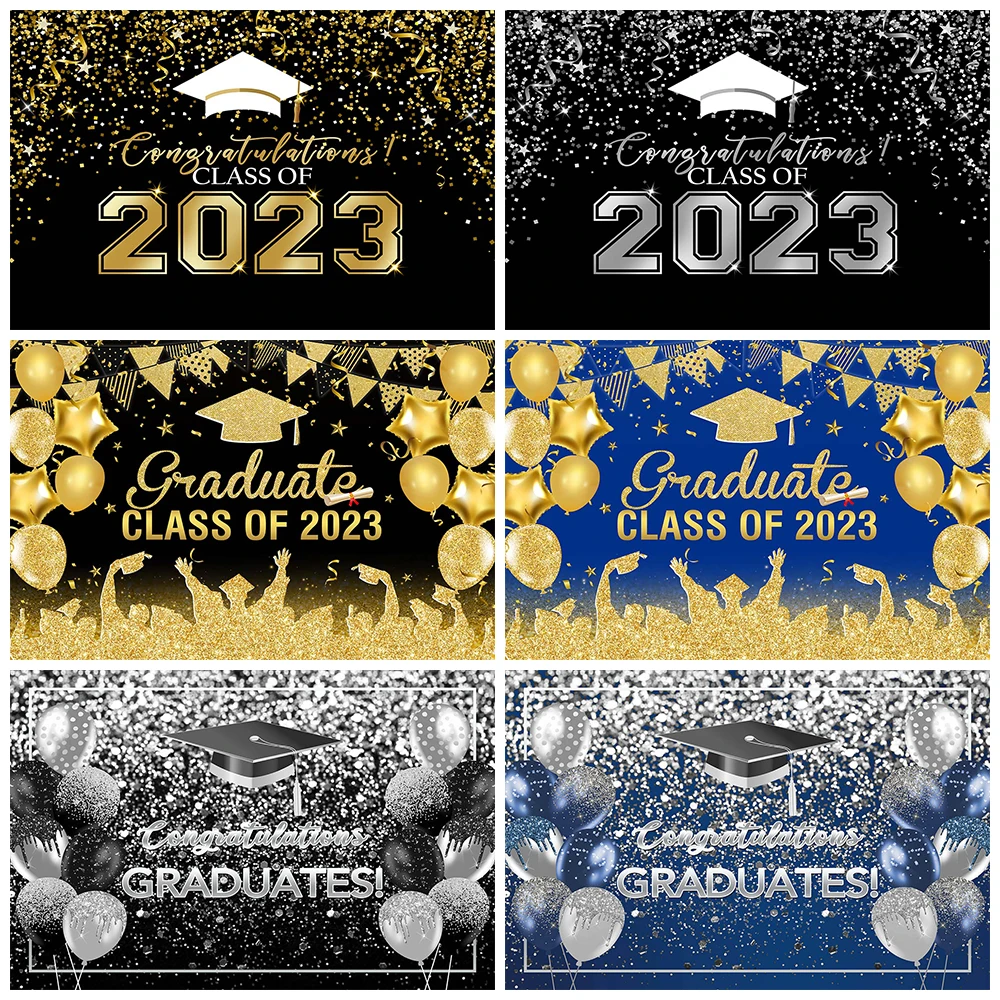 فئة 2023 استوديو الخريج التصوير خلفية راية الألعاب النارية بالون الاحتفال الديكور خلفية الدعائم صورة الكبار