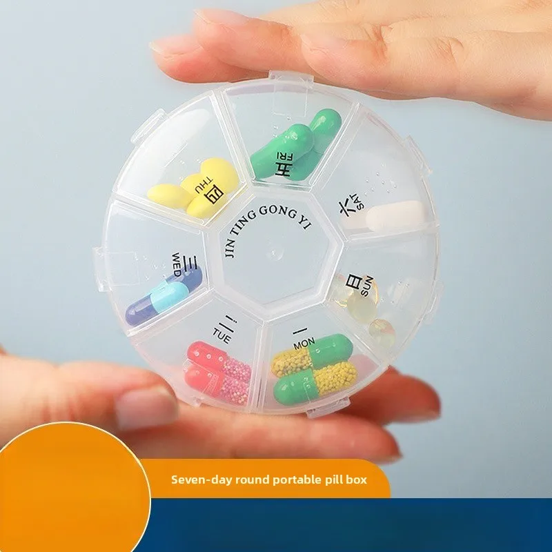 

7-Compartment Weekly Pill Organizer, Dust-Resistant Portable Medicine Case with Snap-Shut Lid, Transparent Travel Box
