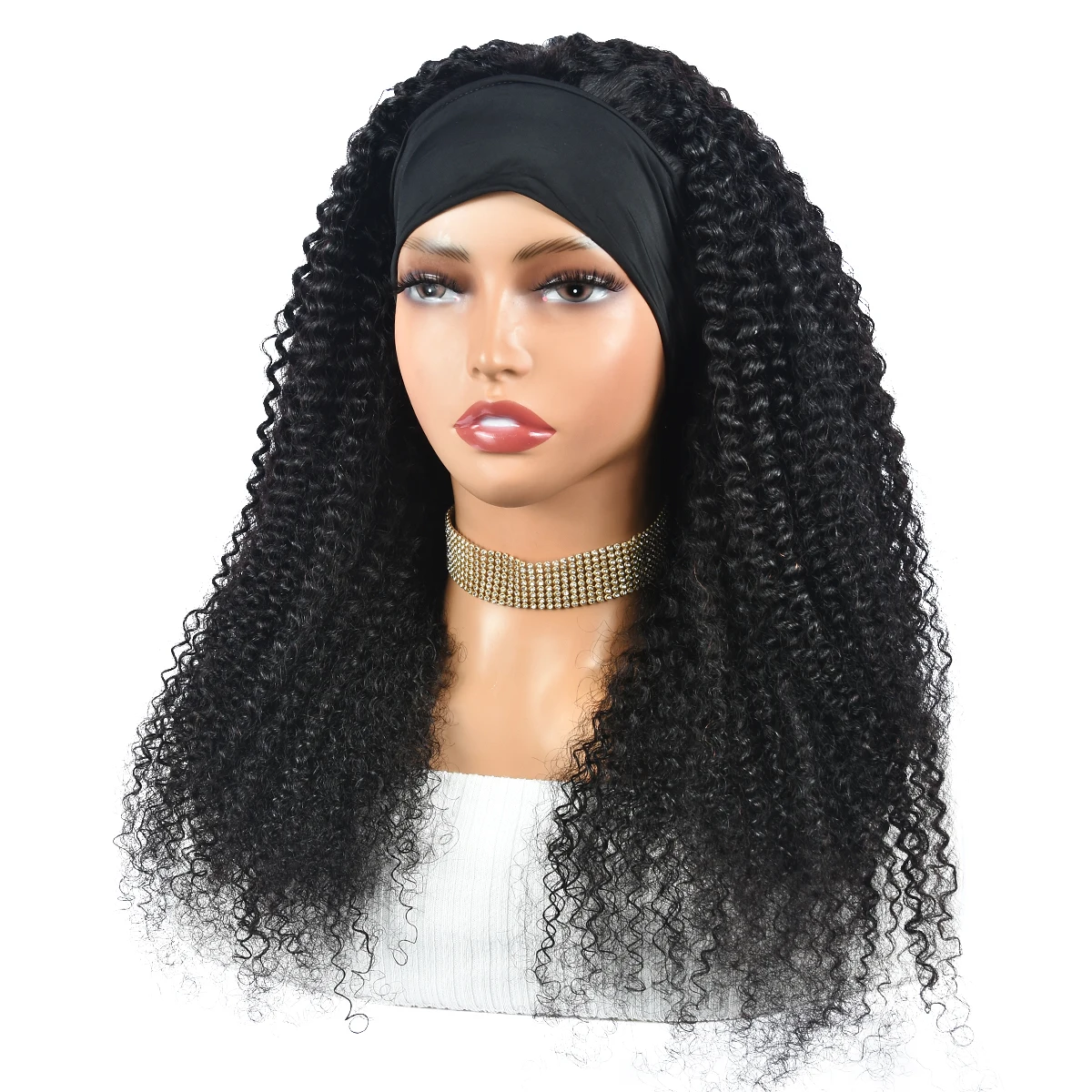 Miss Rola Kinky Curly Headband Human Hair Wigs 100% Human Hair Wigs Natural Color Remy Afro Kinky Handbend Wigs Machine Made Wig