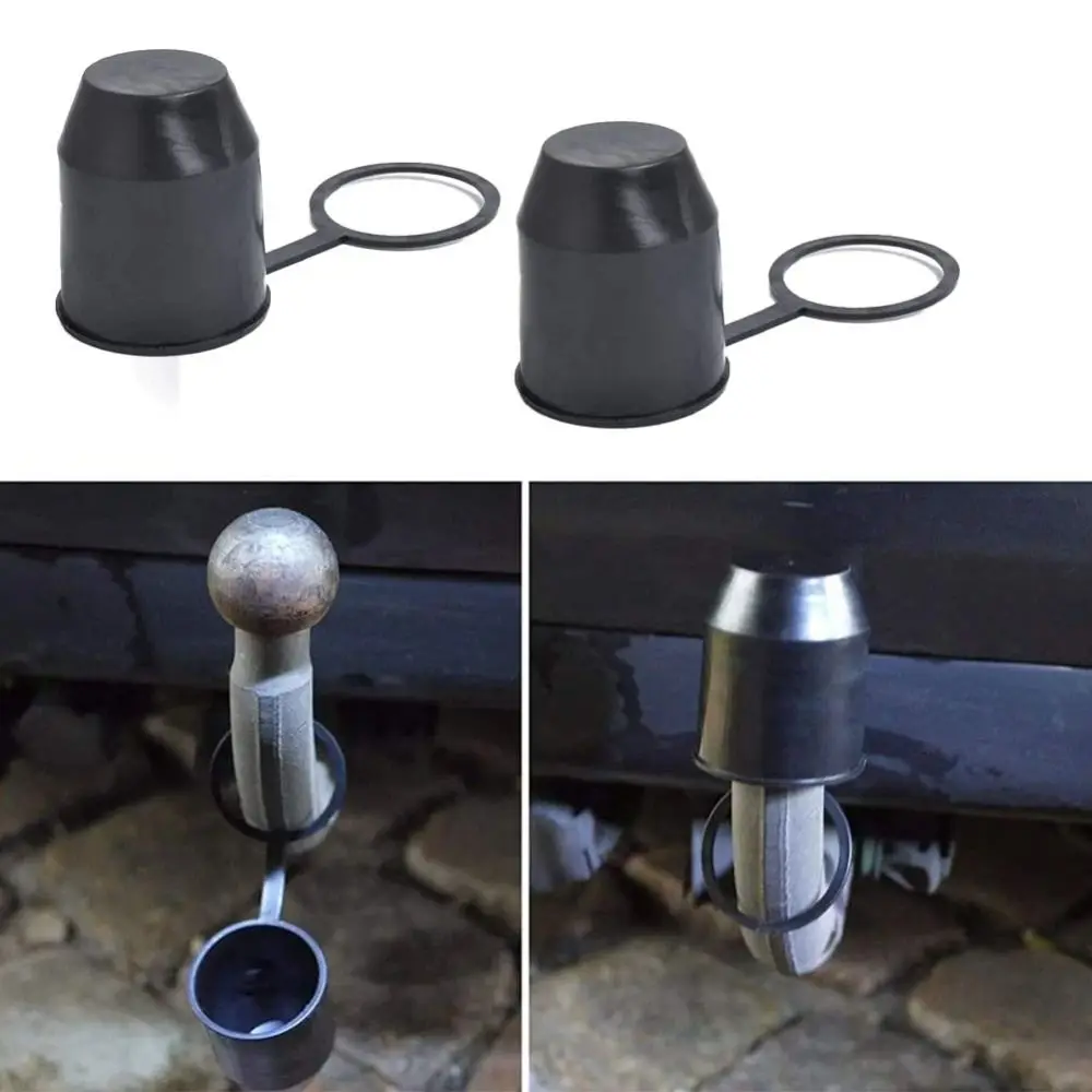2Pcs/Set Universal Plastic Trailer Hitch Ball Cover Black Hitch Cover Towing Hitch Cover Tow Bar Hitch Protection Caravan Use