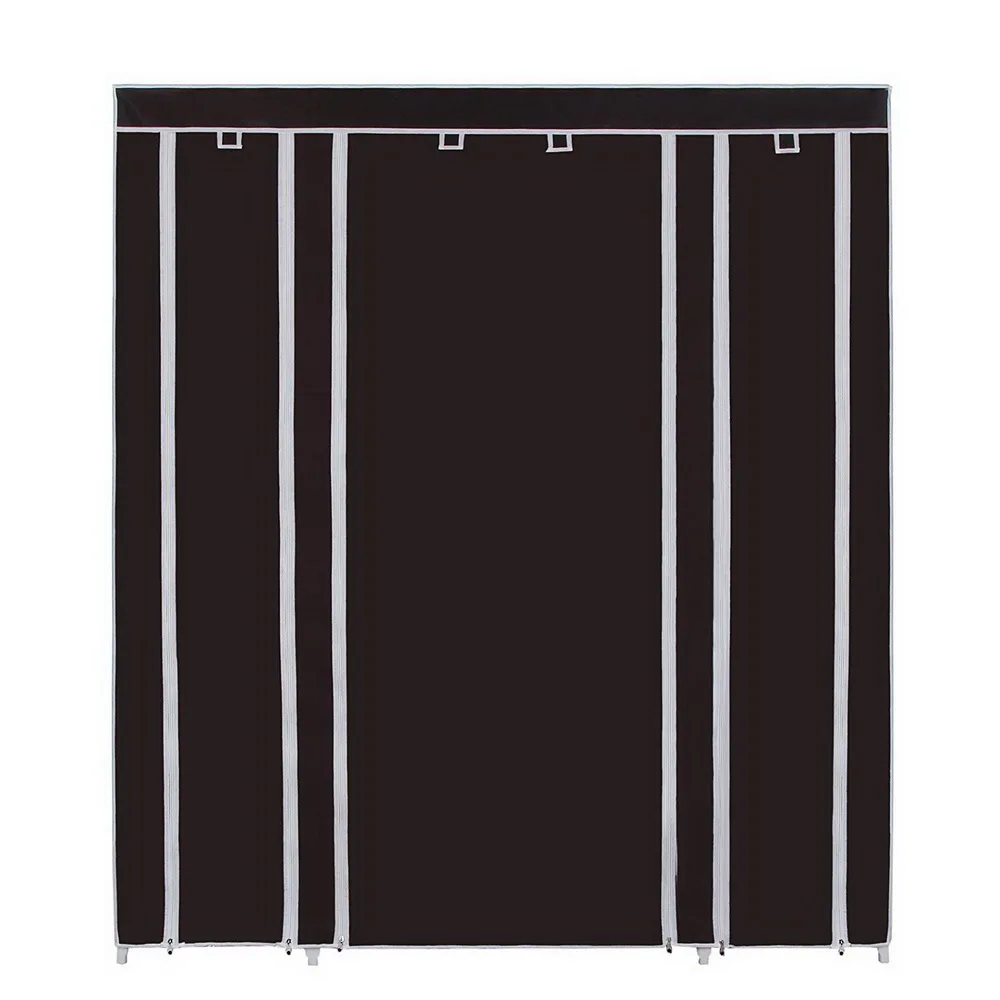 Non woven wardrobe with 5 layers and 12 compartments, 150 * 45 * 175- dark brown color, easy to assemble quickly