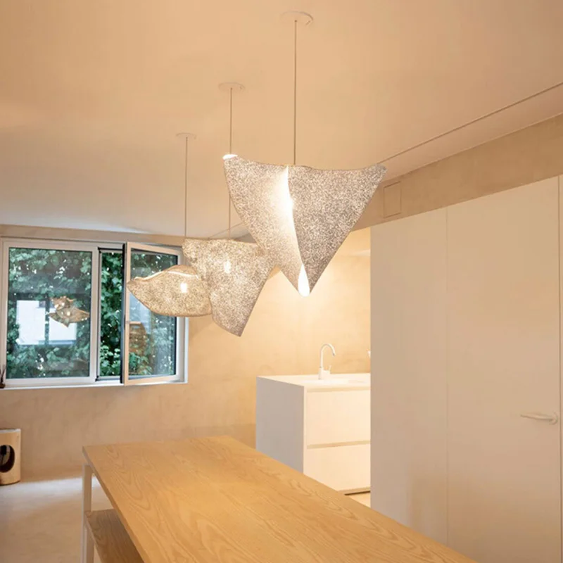 Modern White Stainless-Steel Pendant-Light for Bedroom Dining Room Spanish Designer LED Hanging Lamp
