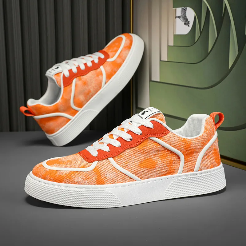 

Summer Canvas Orange Sneakers Men Fashion Casual Men's Skateboard Shoes Breathable Non-slip Urban Man Sneakers zapatillas hombre