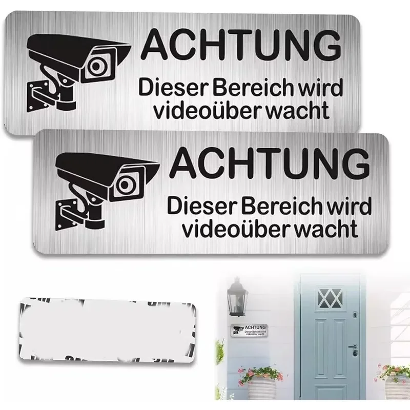 1pcs Aluminum Private Camera Warning Sign 10x40mm Video Surveillance Watch Wall Art for Home Garage Decor Gift