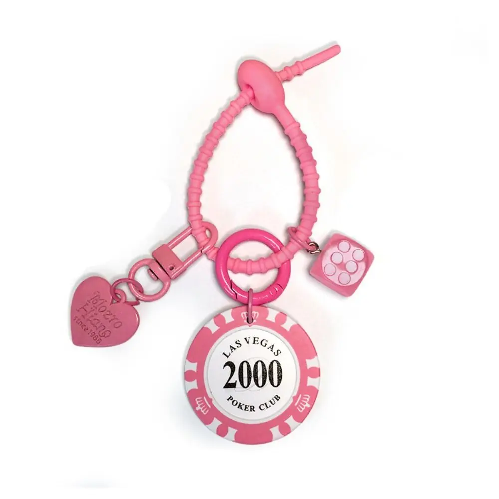Silicone Lucky Chip Keychain Number Block Gaming Club Las Vegas Series Chip Pendant Multi Functional Ins Round Chip Key Holder